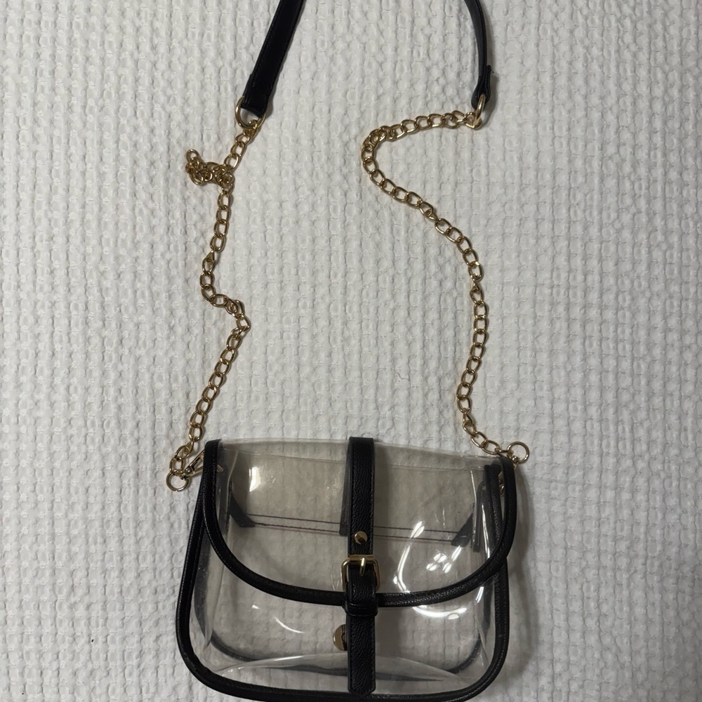 Clear Crossbody Bag with Black Trim